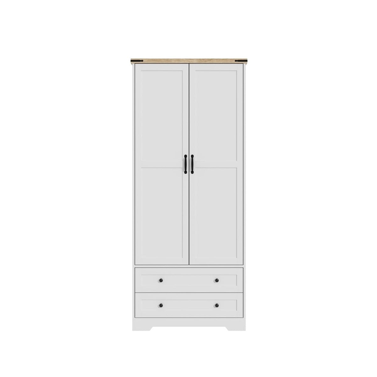 Shano Wardrobe with 3 Doors & 4 Drawers | White, Black, Grey & Oak