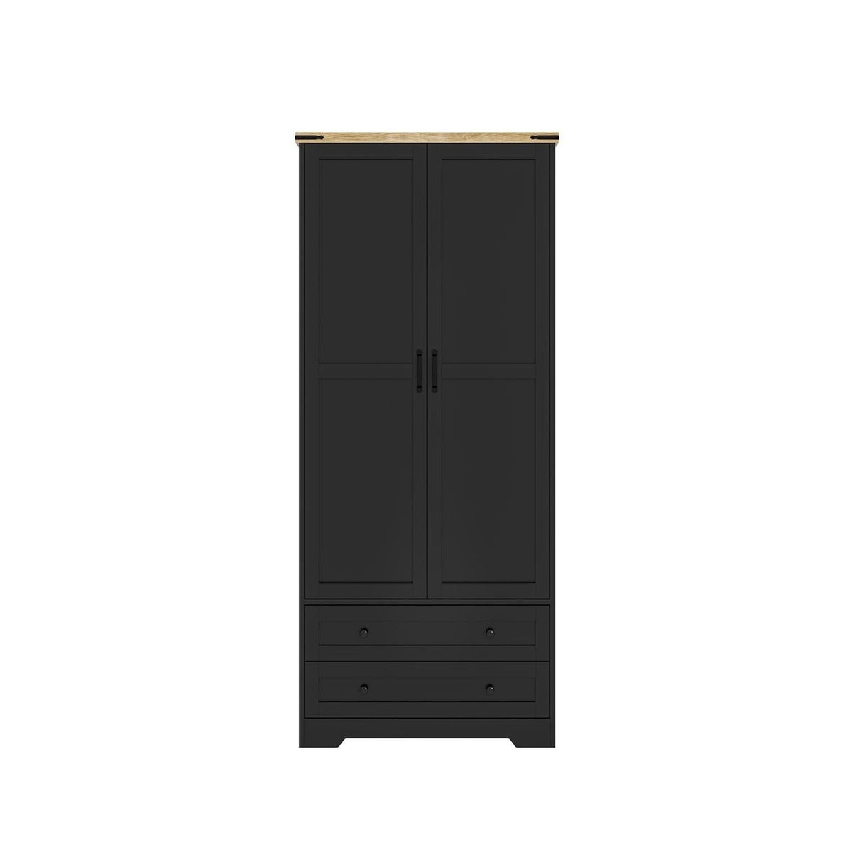 Shano Wardrobe with 3 Doors & 4 Drawers | White, Black, Grey & Oak