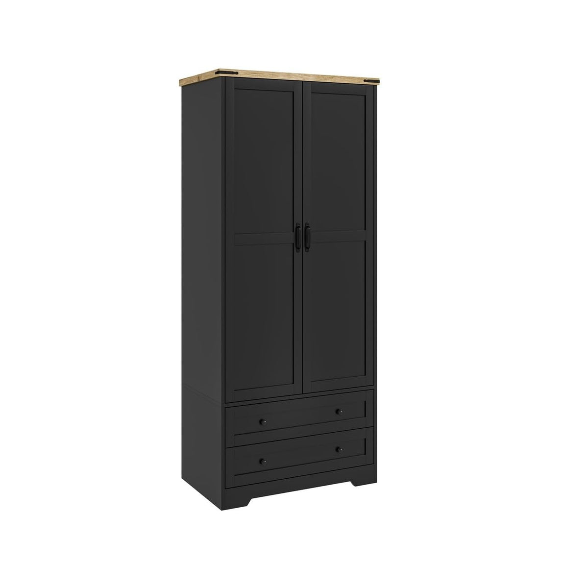 Shano Wardrobe with 3 Doors & 4 Drawers | White, Black, Grey & Oak