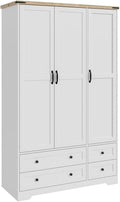 Shano Wardrobe with 3 Doors & 4 Drawers | White, Black, Grey & Oak