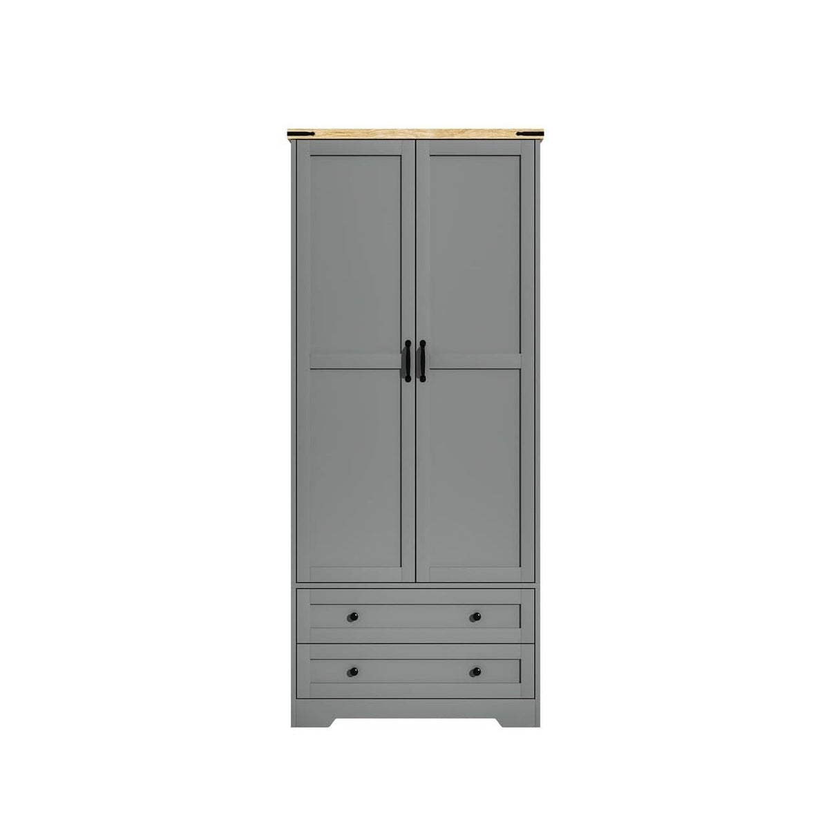 Shano Wardrobe with 3 Doors & 4 Drawers | White, Black, Grey & Oak