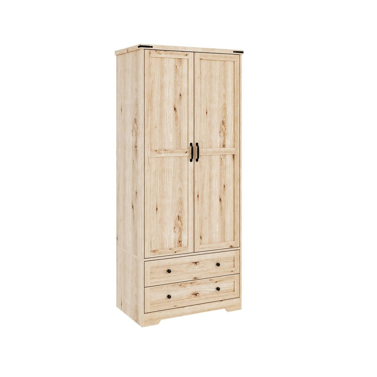 Shano Wardrobe with 3 Doors & 4 Drawers | White, Black, Grey & Oak