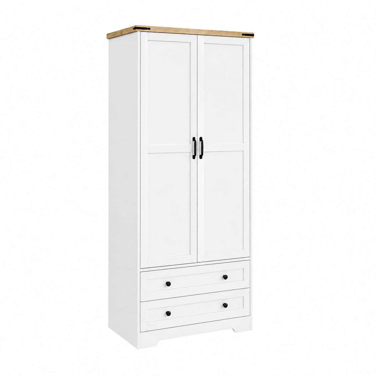 Shano Wardrobe with 3 Doors & 4 Drawers | White, Black, Grey & Oak