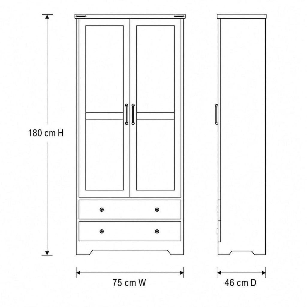 Shano Wardrobe with 3 Doors & 4 Drawers | White, Black, Grey & Oak