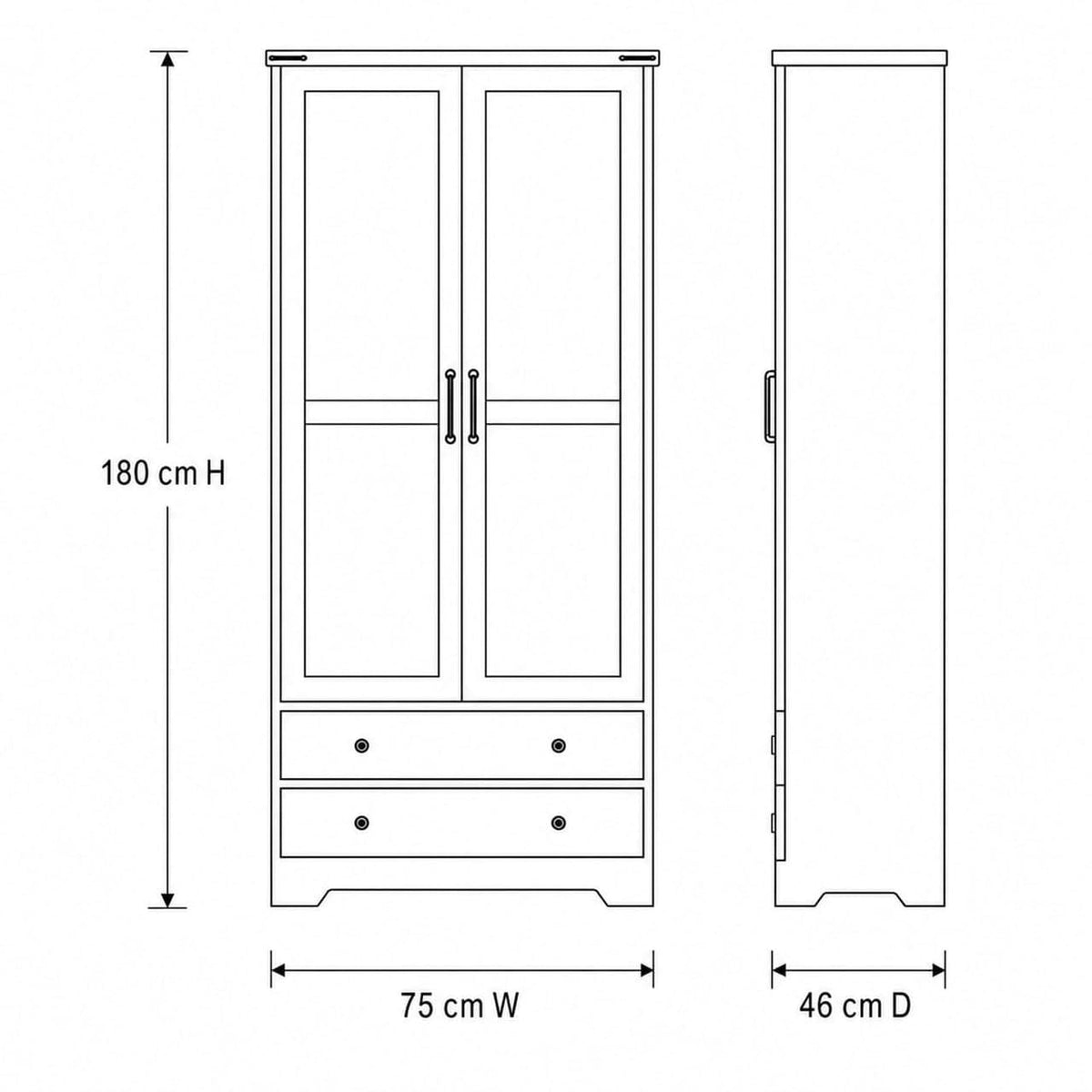Shano Wardrobe with 3 Doors & 4 Drawers | White, Black, Grey & Oak