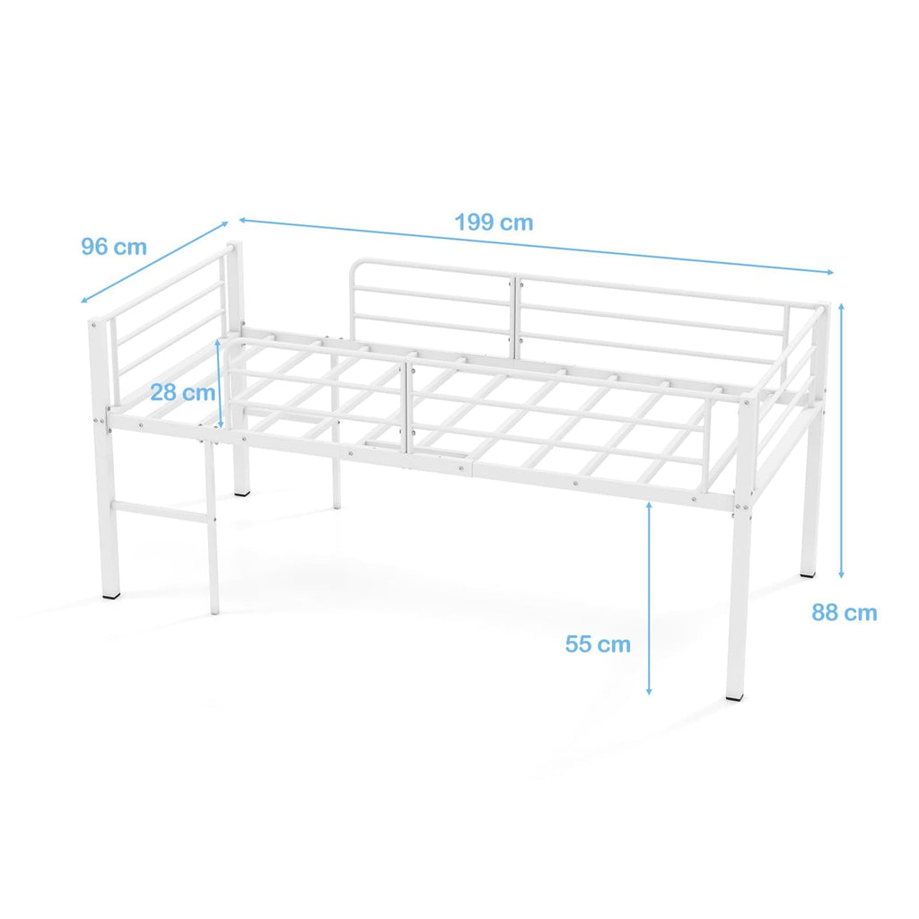 Metal Kids Bunk Bed, 3FT Children Loft Bed with Guardrails & 2 Ladders, Heavy Duty Toddler Bedframe for Boys Girls, No Box Spring Needed (Black)