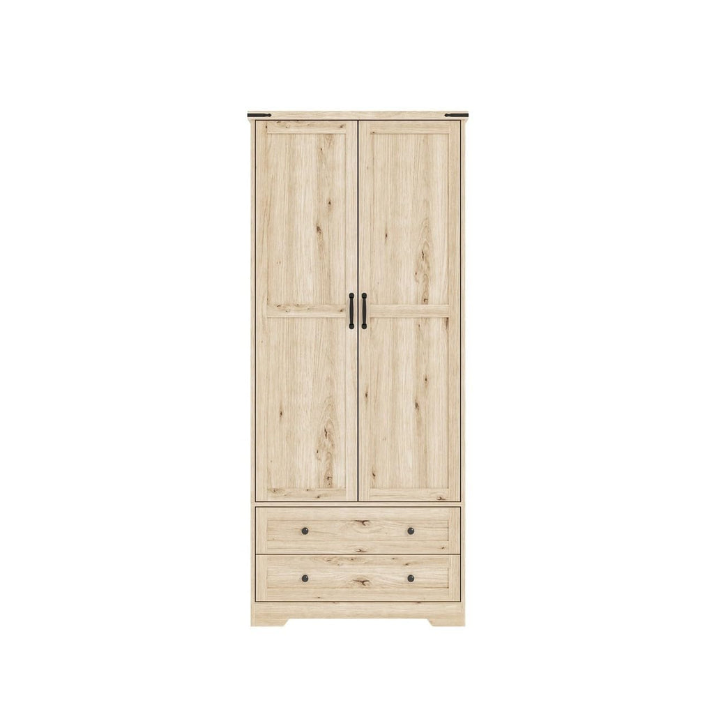 Shano Wardrobe with 3 Doors & 4 Drawers | White, Black, Grey & Oak