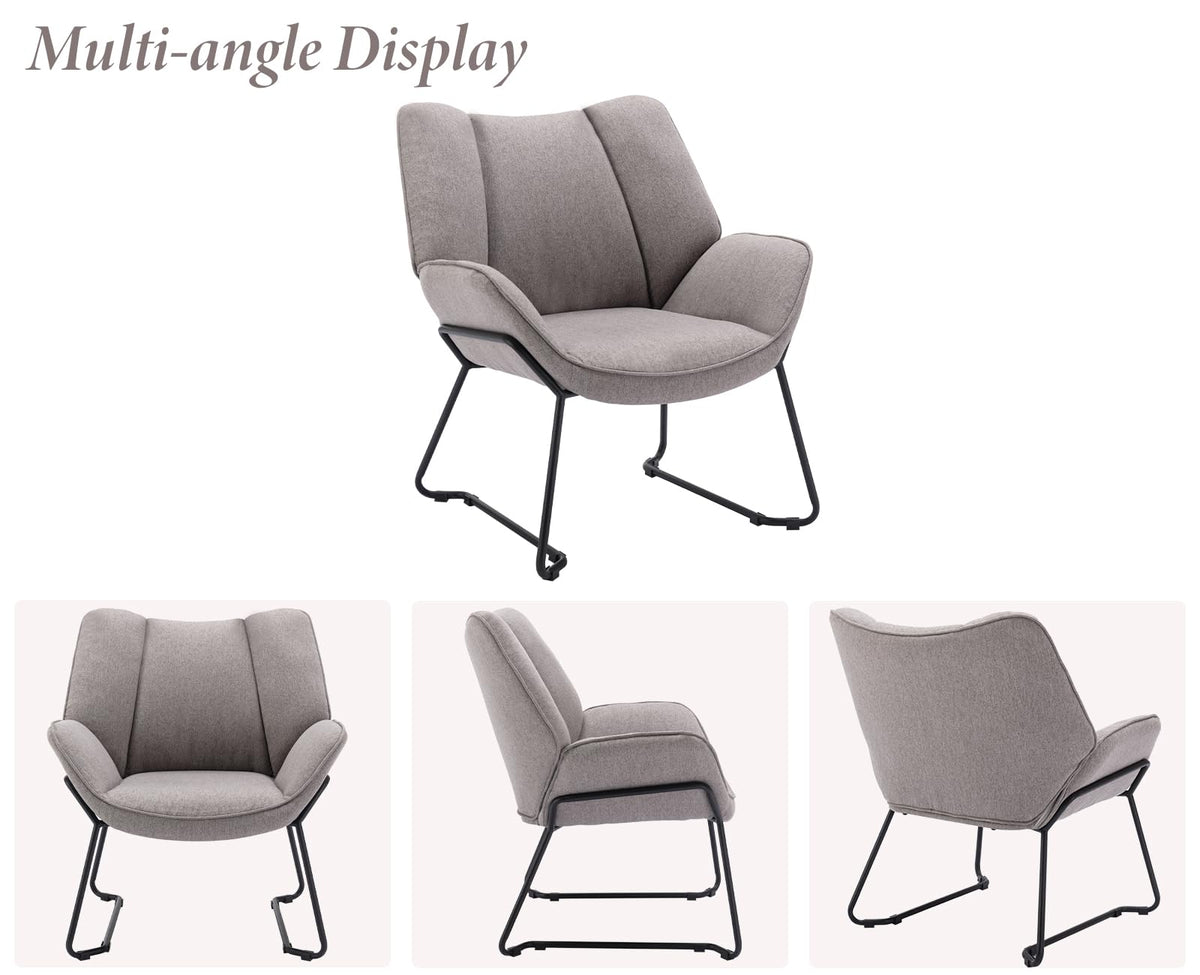 Shano Linen Accent Armchair | Quilted Upholstery | Black Sled Legs | 136kg | 6 Colours