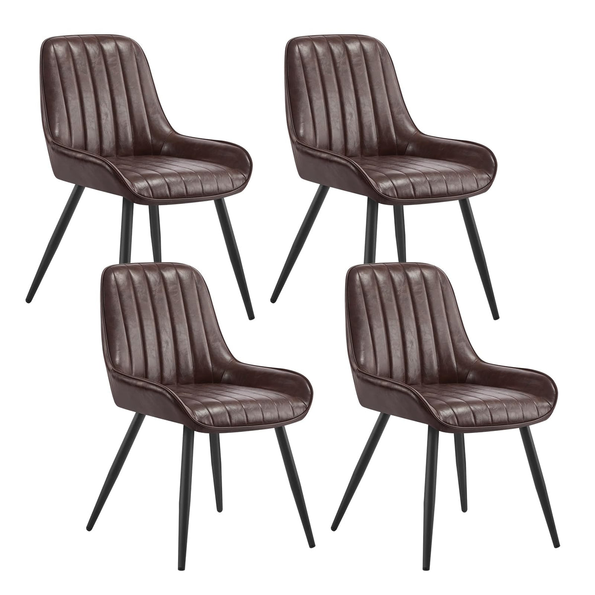 Shano Lestarain Dining Chairs Set of 4 | Velvet & Faux Leather | Ergonomic | 150kg Capacity