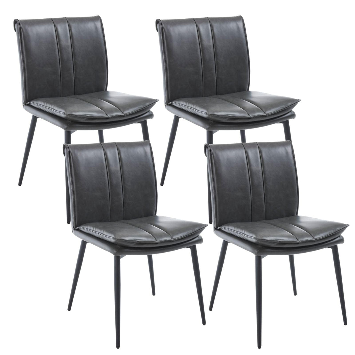 Shano chairus Retro PU Leather Dining Chairs | Double-Layer Cushion | Metal Legs | Set of 2 or 4