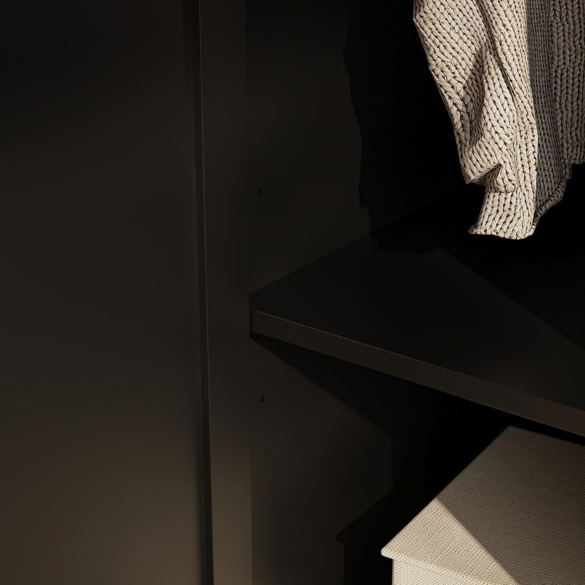 Shano Wardrobe with 3 Doors & 4 Drawers | White, Black, Grey & Oak