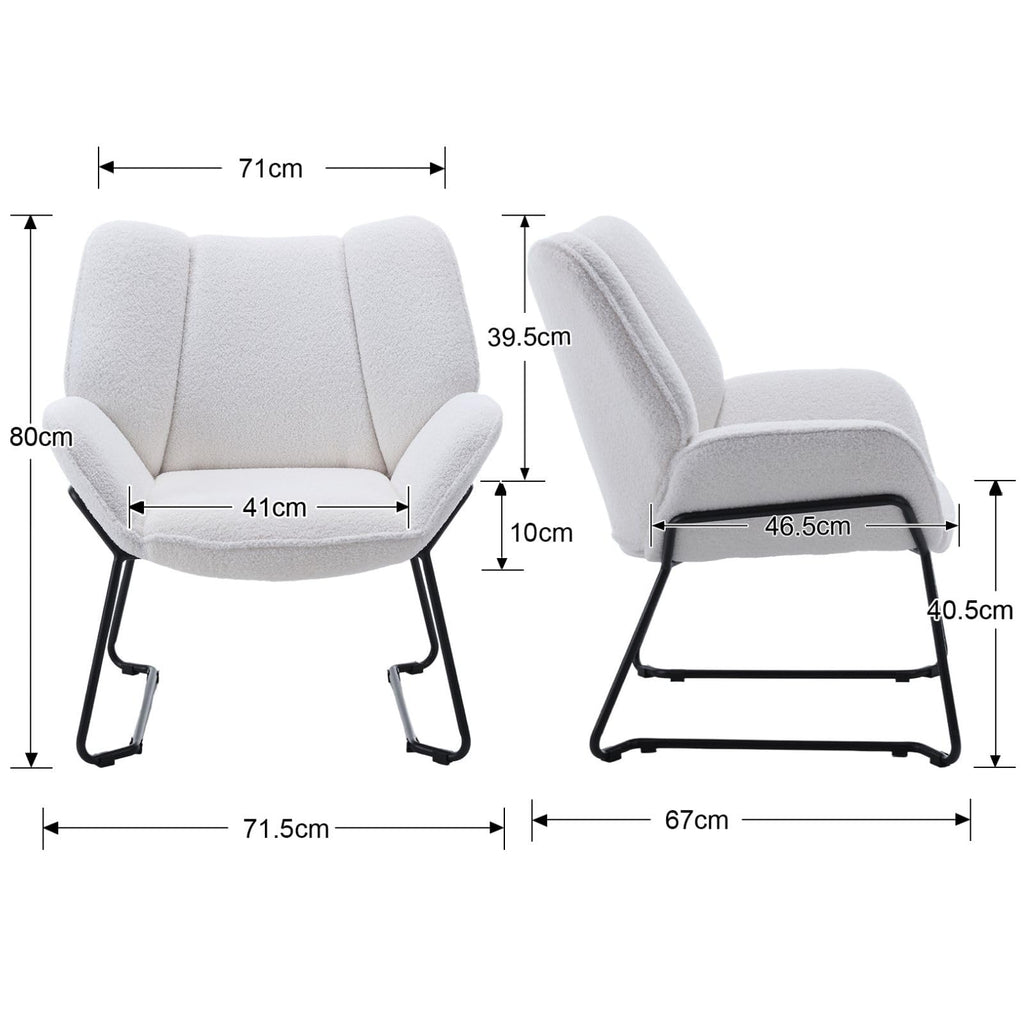 Shano Linen Accent Armchair | Quilted Upholstery | Black Sled Legs | 136kg | 6 Colours