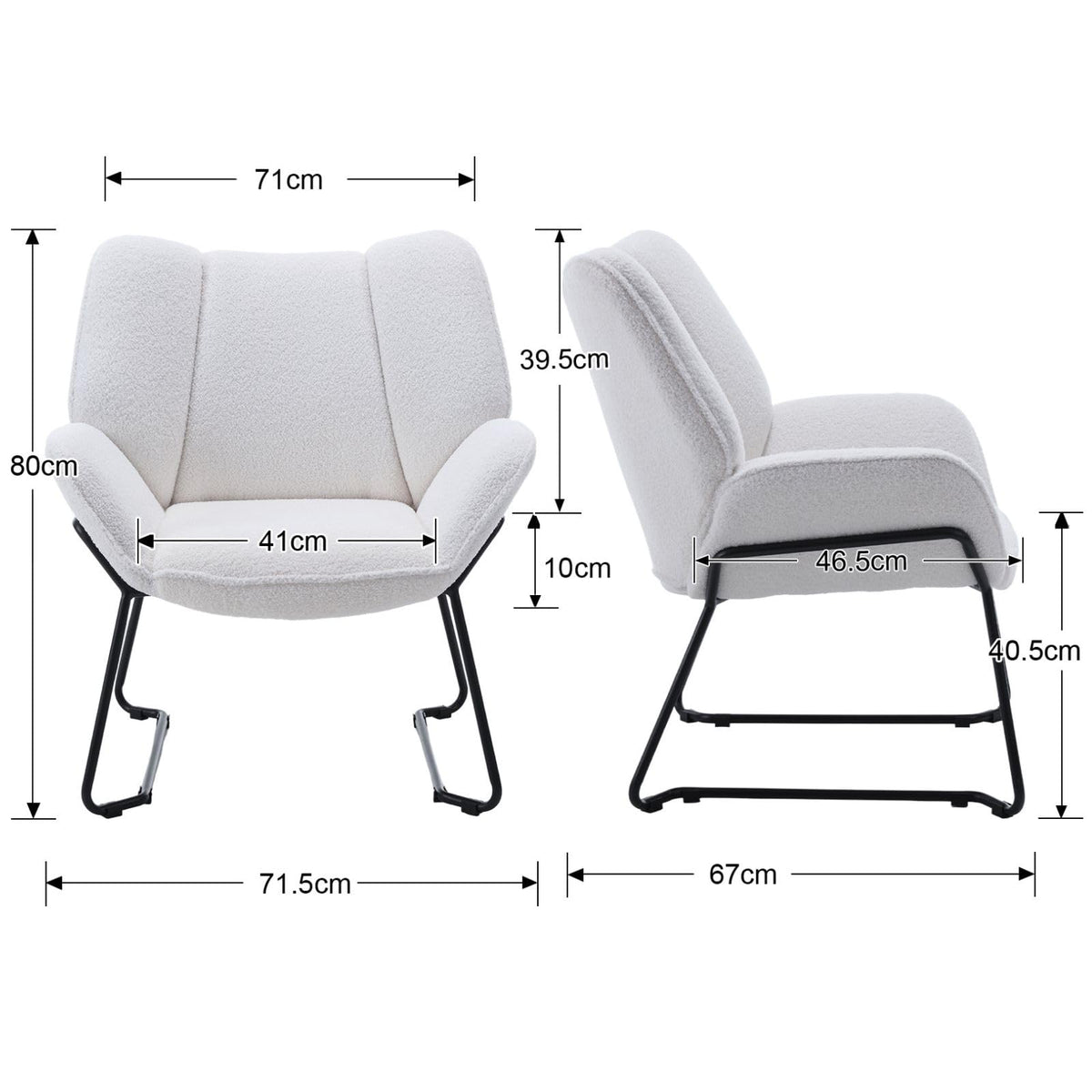 Shano Linen Accent Armchair | Quilted Upholstery | Black Sled Legs | 136kg | 6 Colours