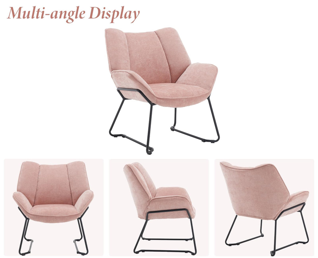 Shano Linen Accent Armchair | Quilted Upholstery | Black Sled Legs | 136kg | 6 Colours