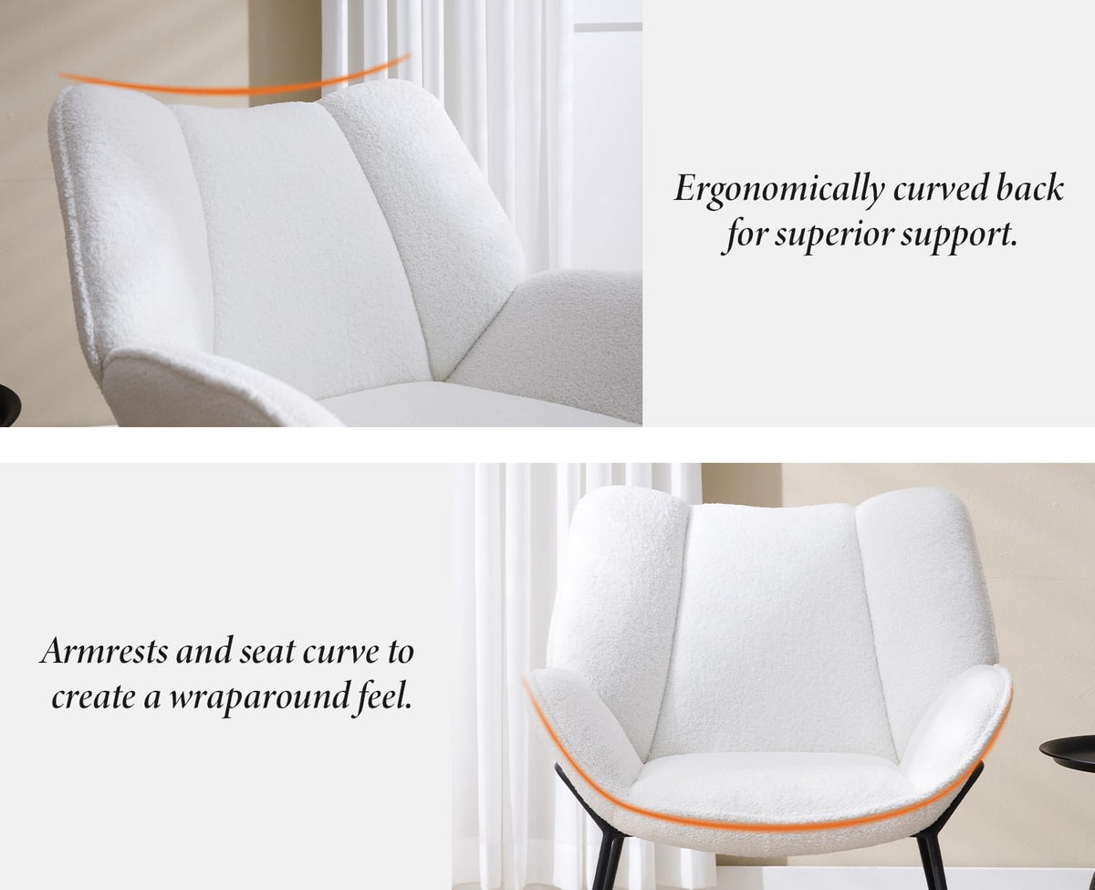 Shano Linen Accent Armchair | Quilted Upholstery | Black Sled Legs | 136kg | 6 Colours
