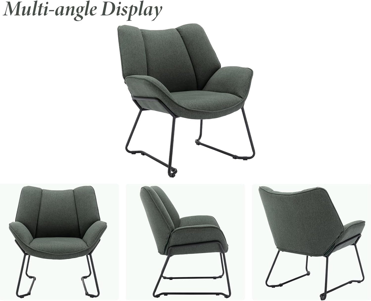 Shano Linen Accent Armchair | Quilted Upholstery | Black Sled Legs | 136kg | 6 Colours