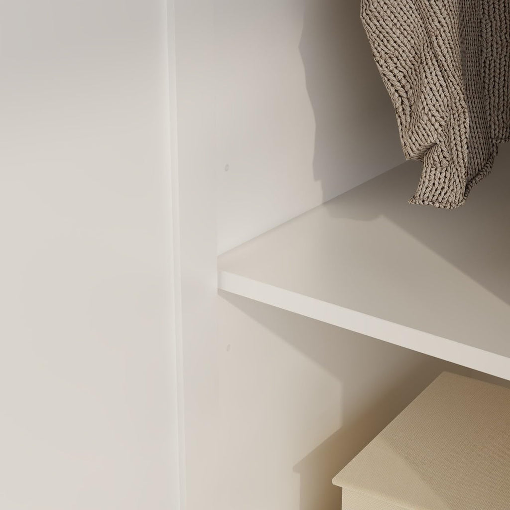 Shano Wardrobe with 3 Doors & 4 Drawers | White, Black, Grey & Oak