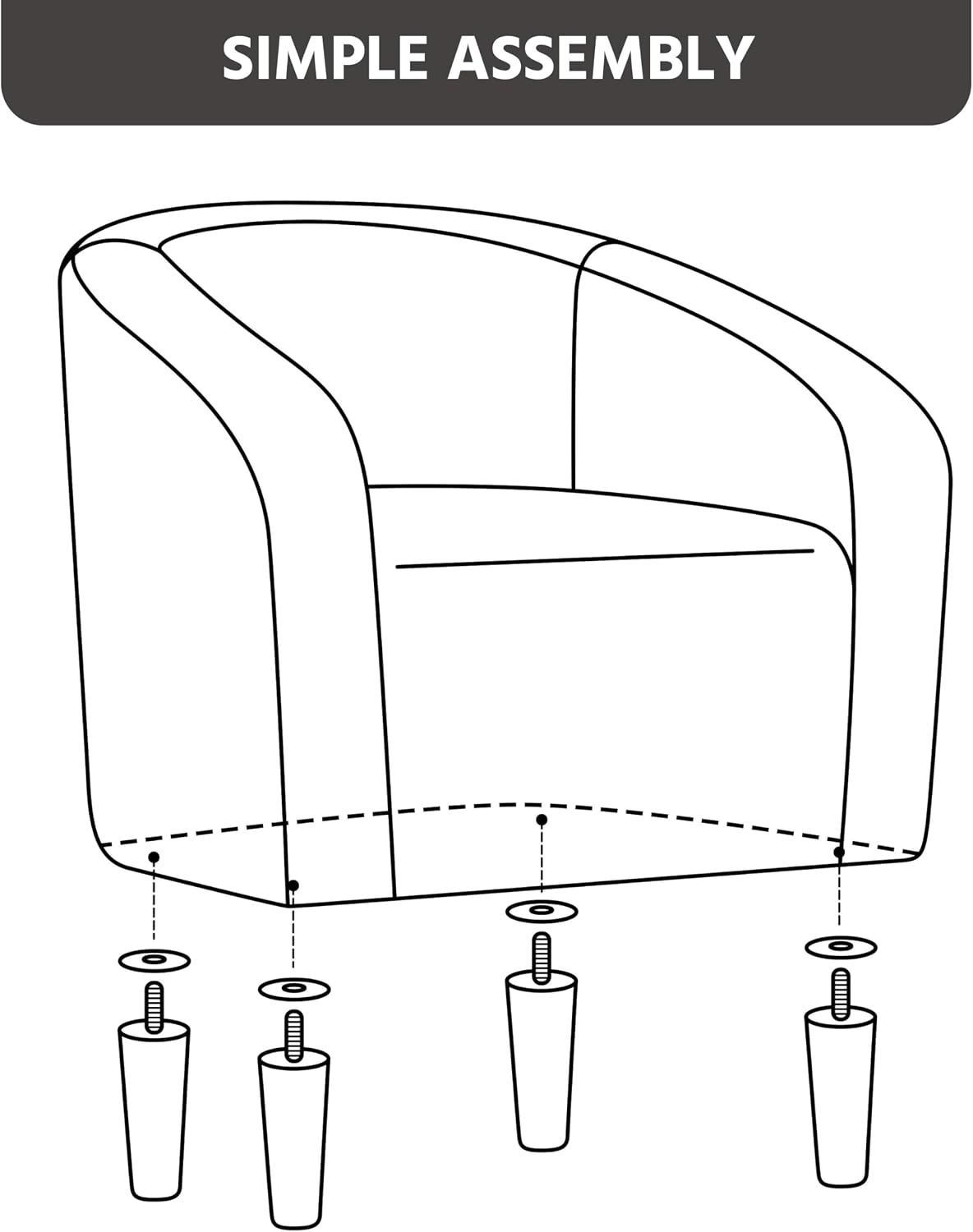Shano Boucle Accent Tub Chair | Scandinavian Style | 28D Foam | Tapered Wooden Legs | 4 Colours