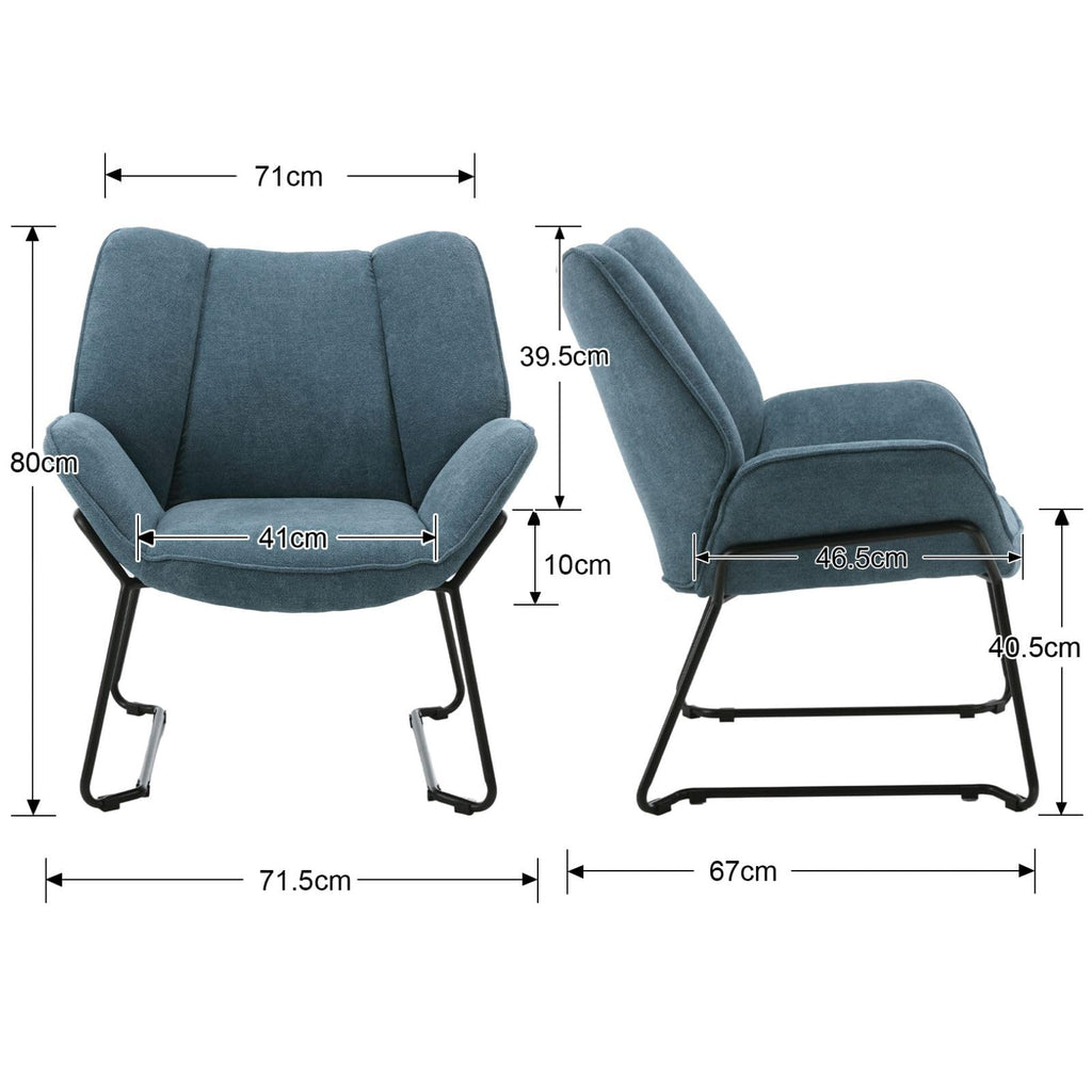 Shano Linen Accent Armchair | Quilted Upholstery | Black Sled Legs | 136kg | 6 Colours