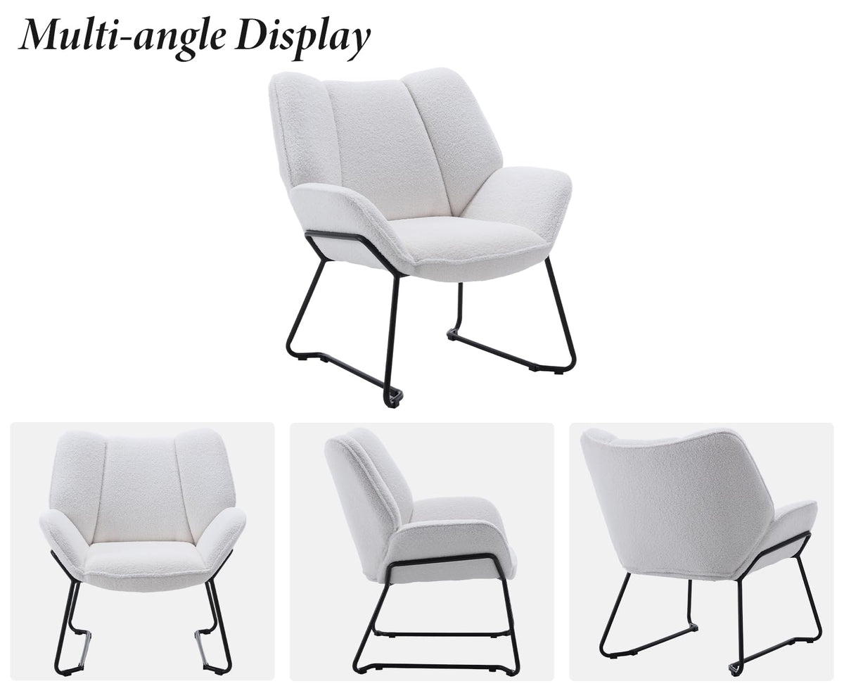 Shano Linen Accent Armchair | Quilted Upholstery | Black Sled Legs | 136kg | 6 Colours