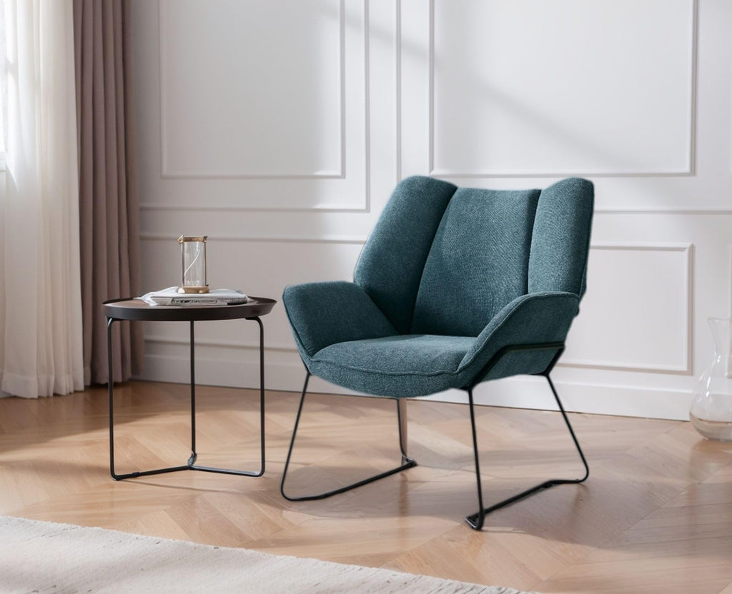 Shano Linen Accent Armchair | Quilted Upholstery | Black Sled Legs | 136kg | 6 Colours