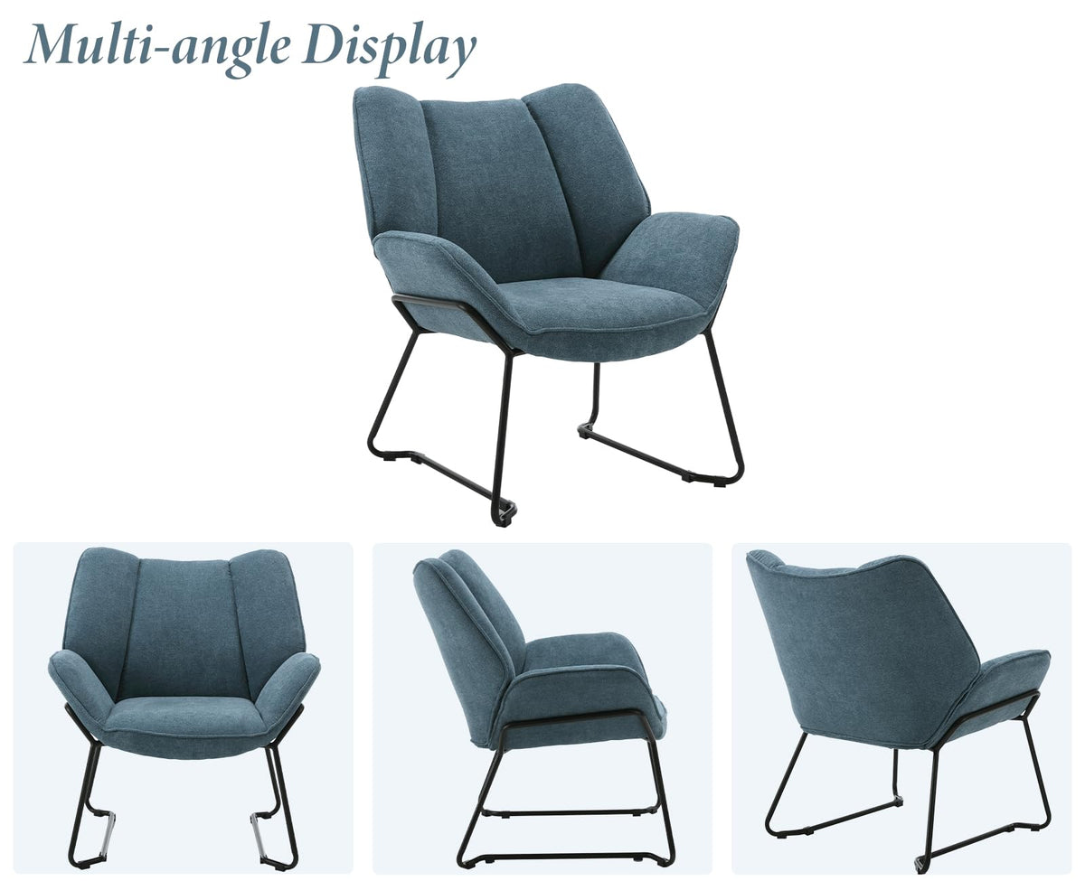 Shano Linen Accent Armchair | Quilted Upholstery | Black Sled Legs | 136kg | 6 Colours