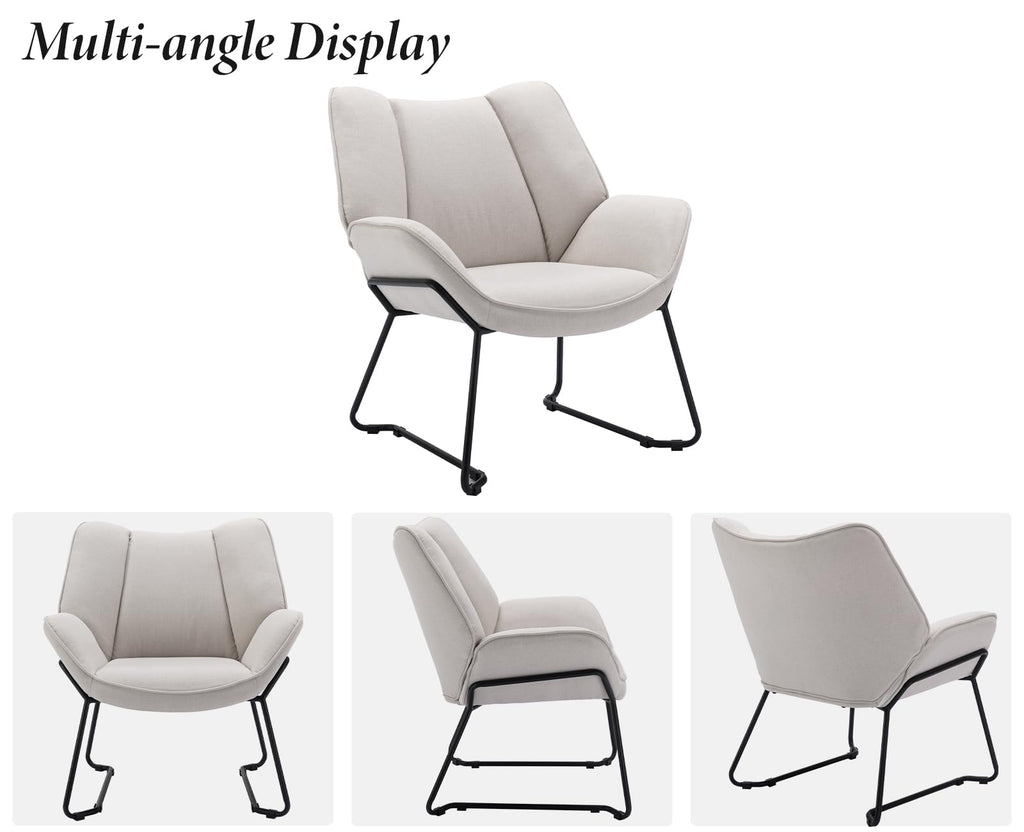 Shano Linen Accent Armchair | Quilted Upholstery | Black Sled Legs | 136kg | 6 Colours
