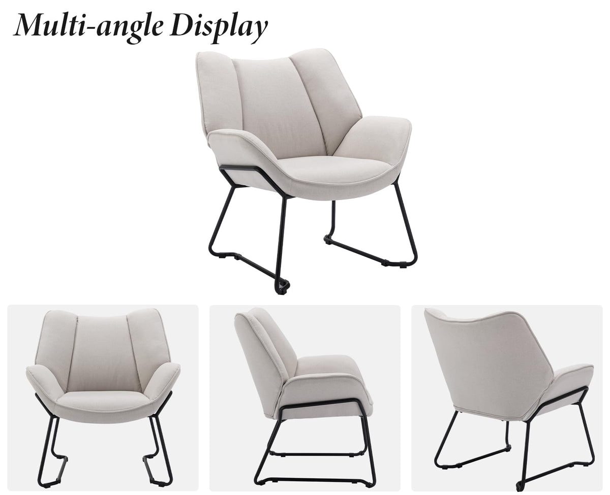 Shano Linen Accent Armchair | Quilted Upholstery | Black Sled Legs | 136kg | 6 Colours