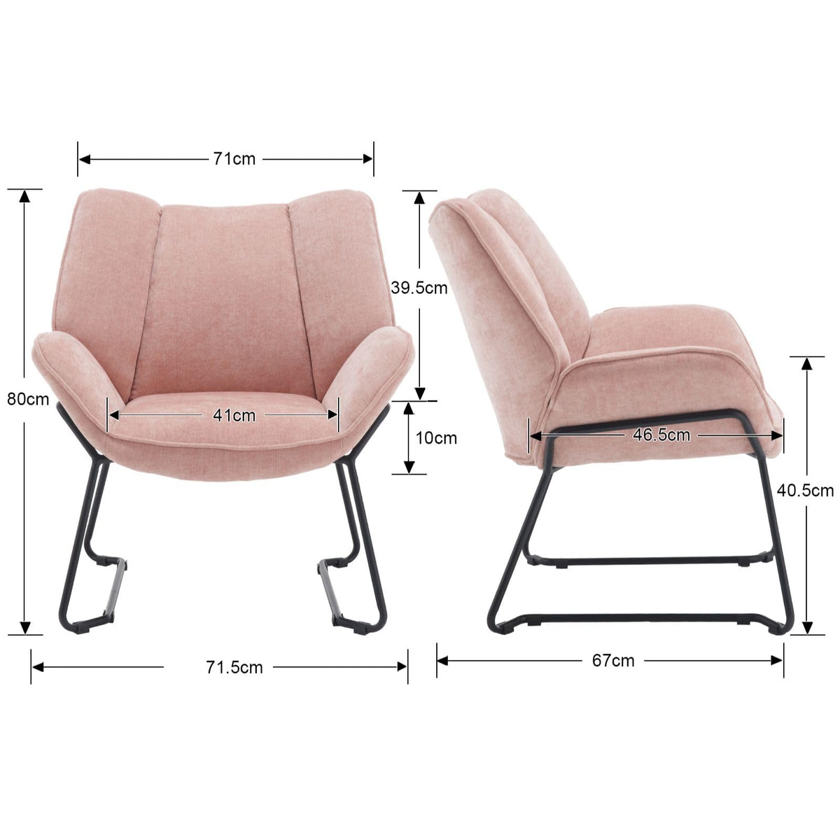 Shano Linen Accent Armchair | Quilted Upholstery | Black Sled Legs | 136kg | 6 Colours