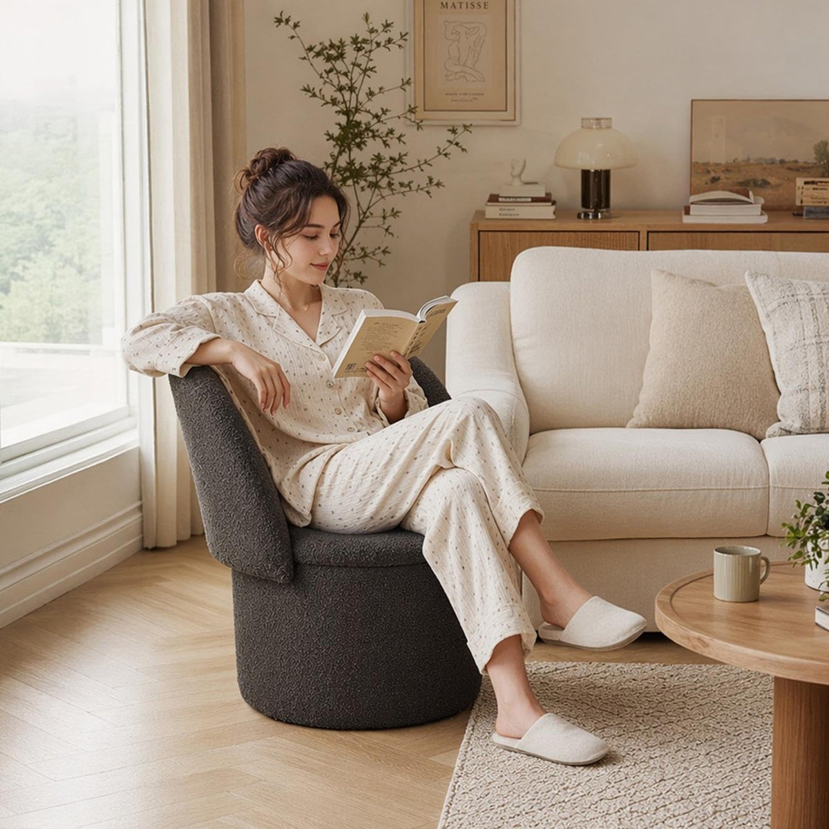 Shano Bloom Blends Teddy Boucle Tub Chair | Hidden Storage | Curved Back | 150kg | 20 Colours