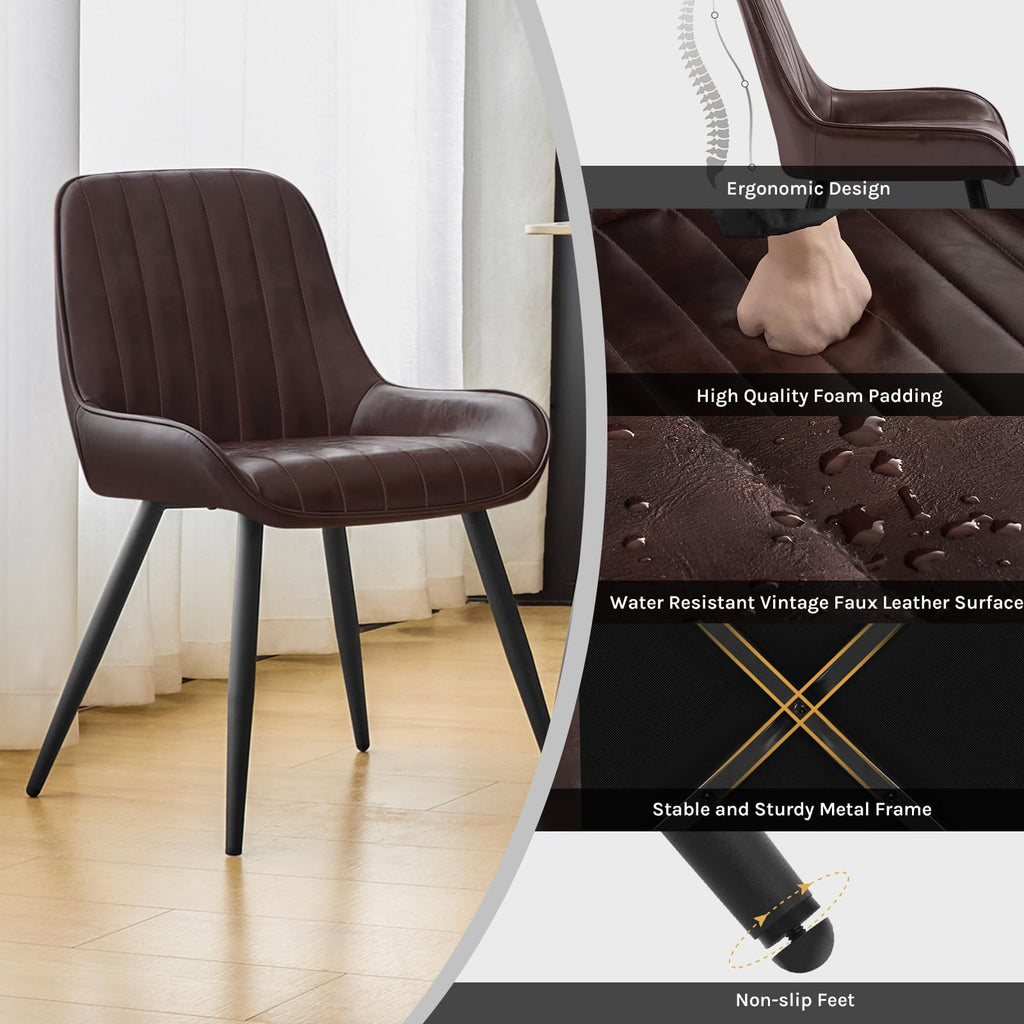 Shano Lestarain Dining Chairs Set of 4 | Velvet & Faux Leather | Ergonomic | 150kg Capacity