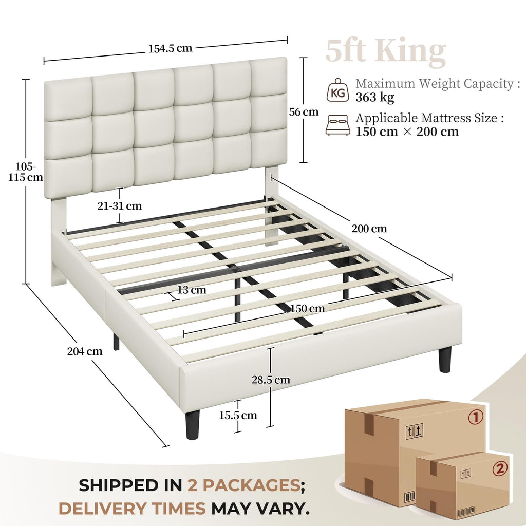 Upholstered Bed Frame with Square Tufted Headboard