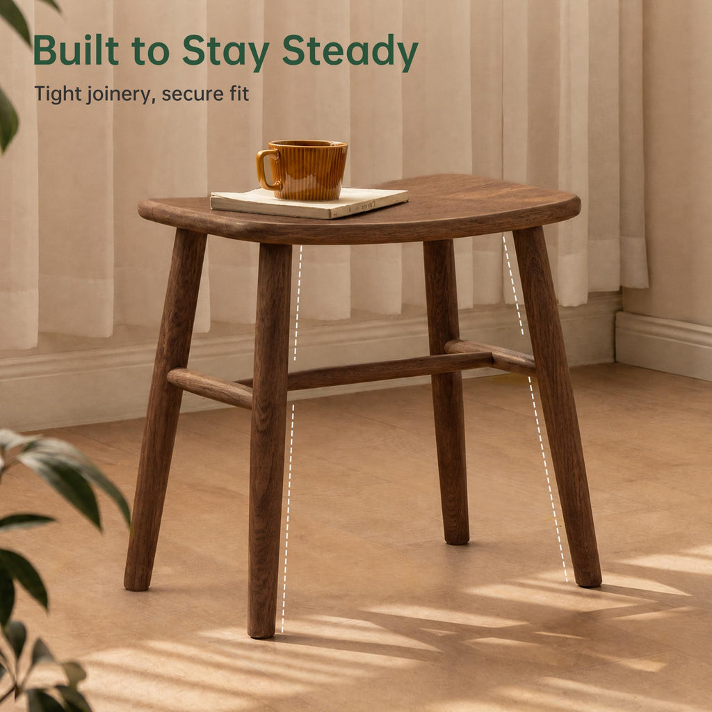 Shano Solid Red Oak Dressing Stool | Curved Seat | Pre-Assembled | 150kg | 2 Finishes