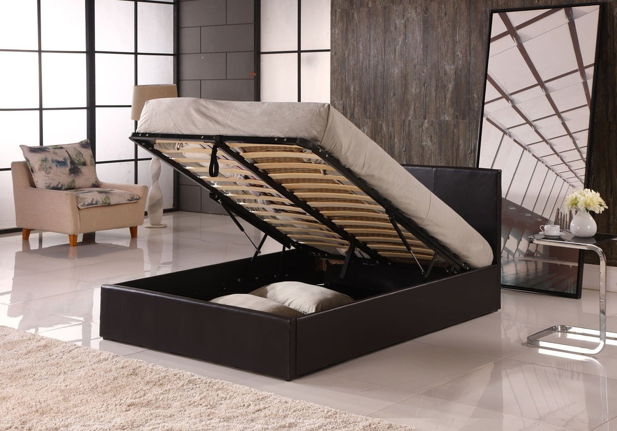 Modern Ottoman Storage Bed | Faux Leather | Gas Lift | Single, Double, King & Super King