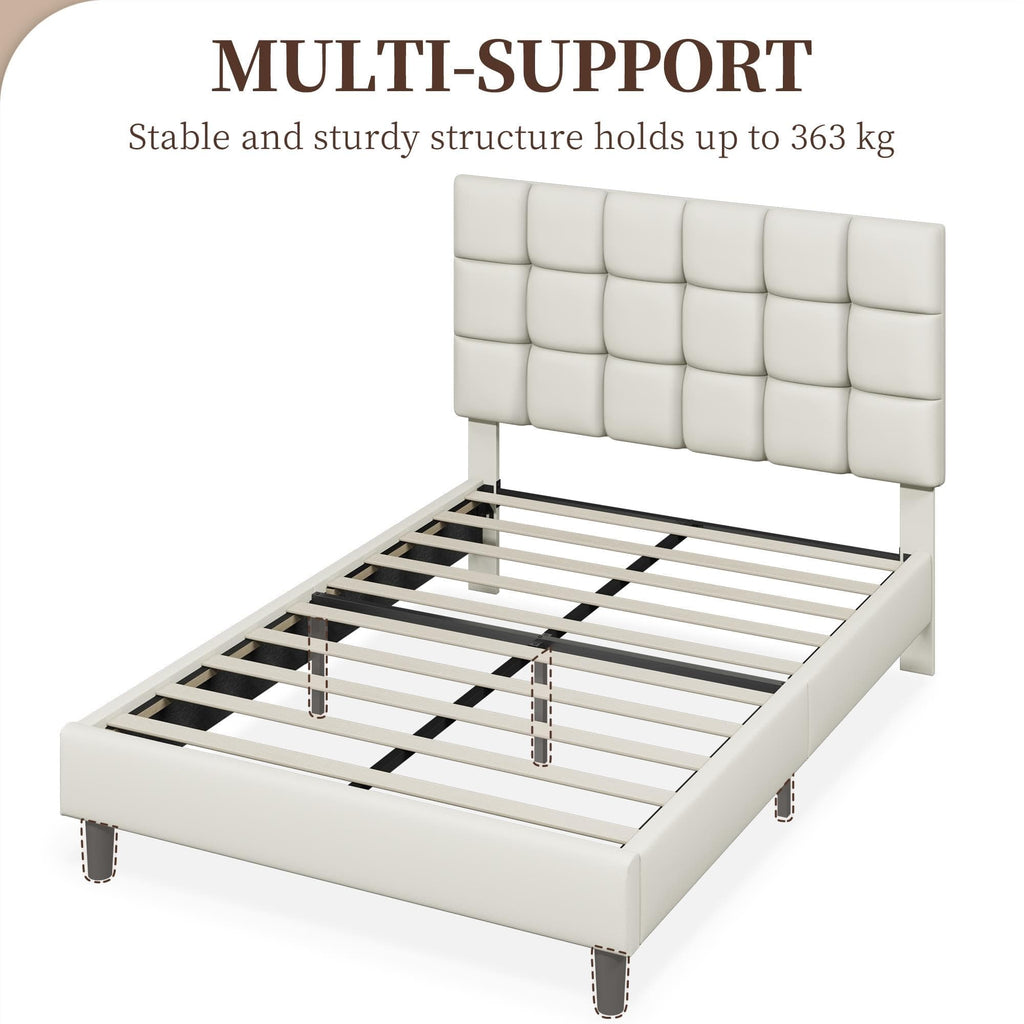 Upholstered Bed Frame with Square Tufted Headboard