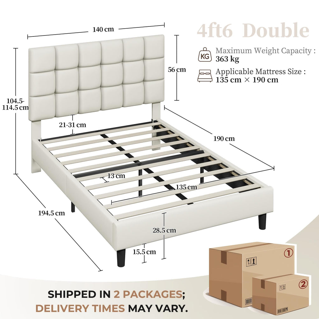 Upholstered Bed Frame with Square Tufted Headboard