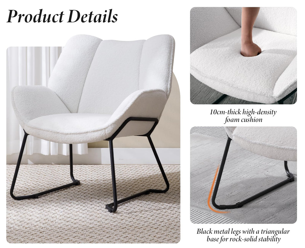 Shano Linen Accent Armchair | Quilted Upholstery | Black Sled Legs | 136kg | 6 Colours