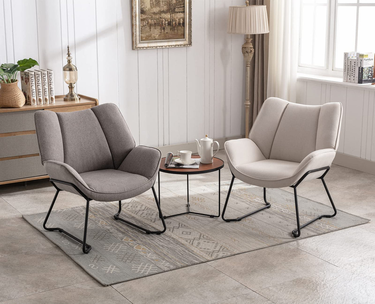 Shano Linen Accent Armchair | Quilted Upholstery | Black Sled Legs | 136kg | 6 Colours