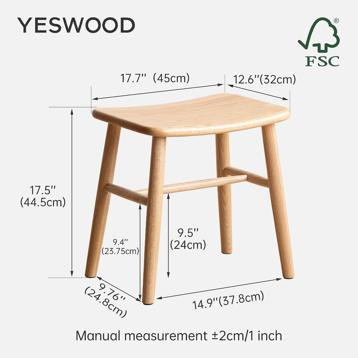 Shano Solid Red Oak Dressing Stool | Curved Seat | Pre-Assembled | 150kg | 2 Finishes