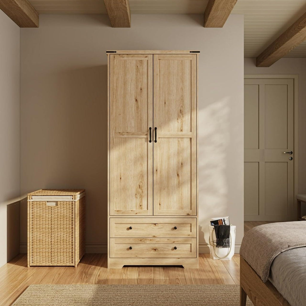 Shano Wardrobe with 3 Doors & 4 Drawers | White, Black, Grey & Oak
