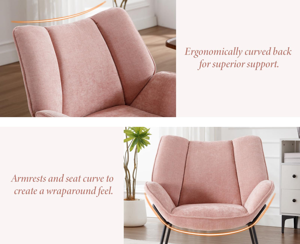 Shano Linen Accent Armchair | Quilted Upholstery | Black Sled Legs | 136kg | 6 Colours