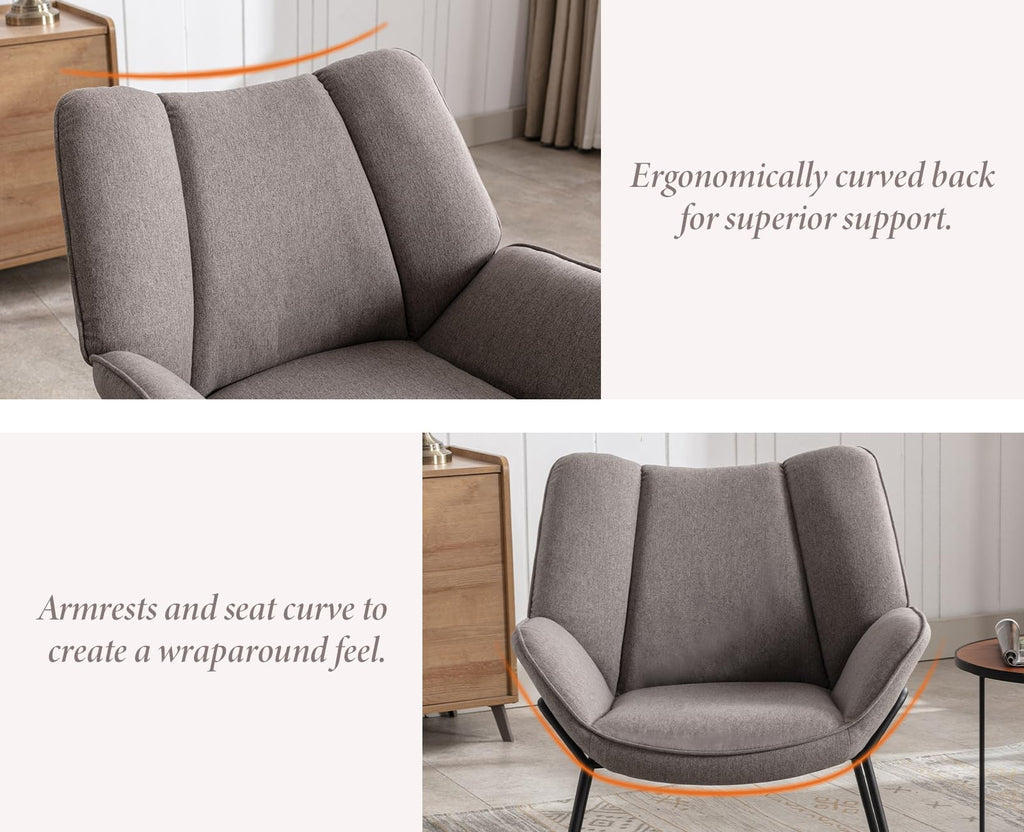 Shano Linen Accent Armchair | Quilted Upholstery | Black Sled Legs | 136kg | 6 Colours