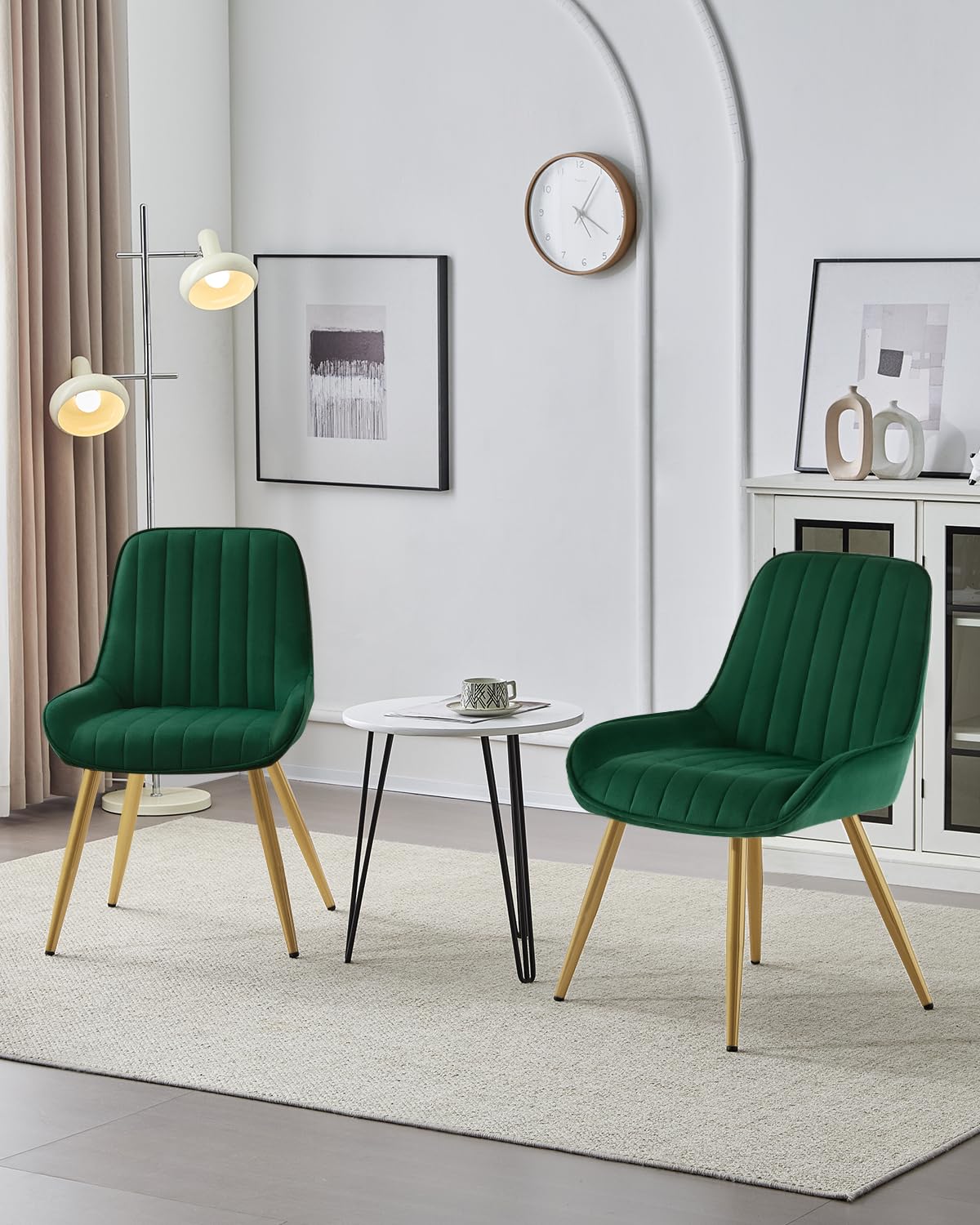 Shano Lestarain Dining Chairs Set of 4 | Velvet & Faux Leather | Ergonomic | 150kg Capacity