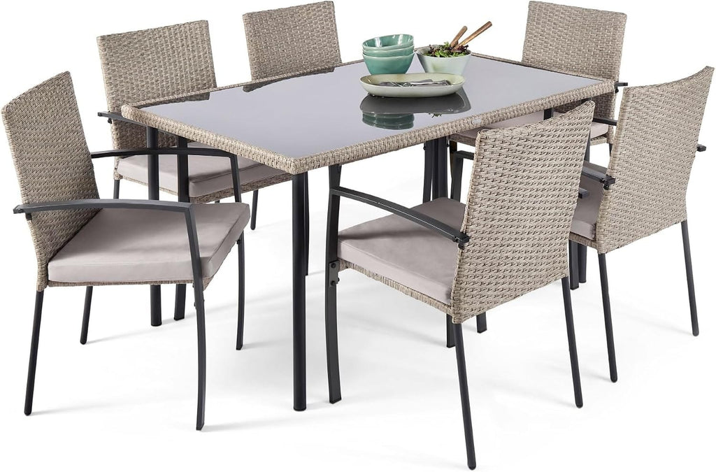 Shano Rattan Garden Dining Set – 6 Seater