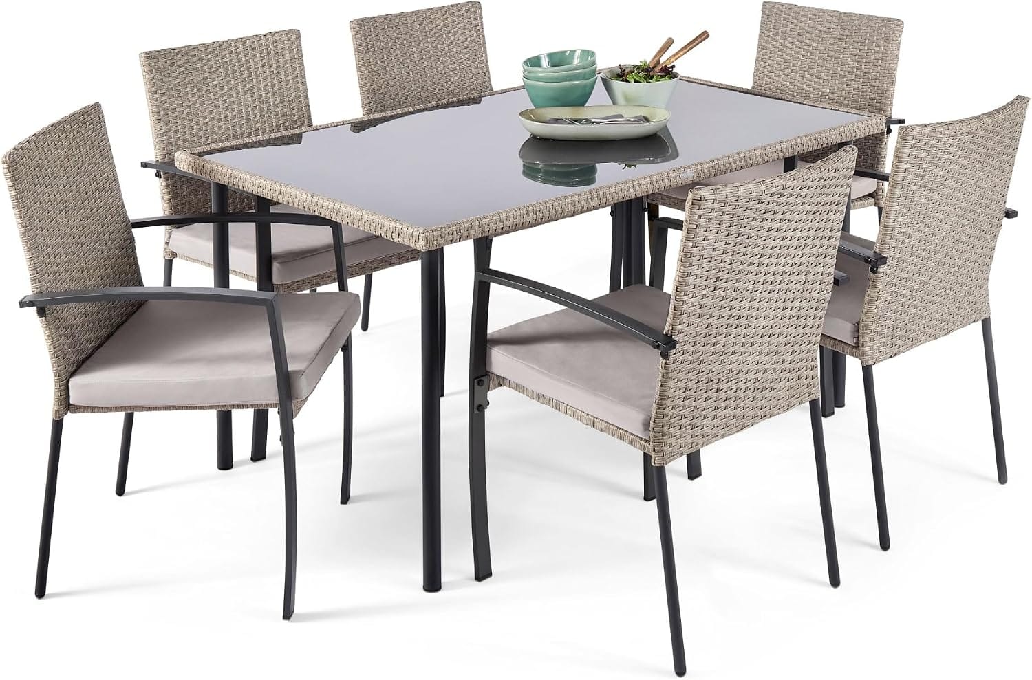 Shano Rattan Garden Dining Set – 6 Seater