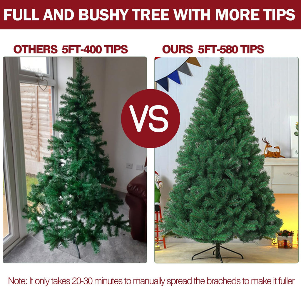 Shano Premium Christmas Tree 1432 Branch Tips Green Xmas Trees Bushy Artificial Christmas Tree Pine Tree with Metal Stand Easy to Assemble Realistic Spruce Branches Christmas Tree for Indoor and Outdoor
