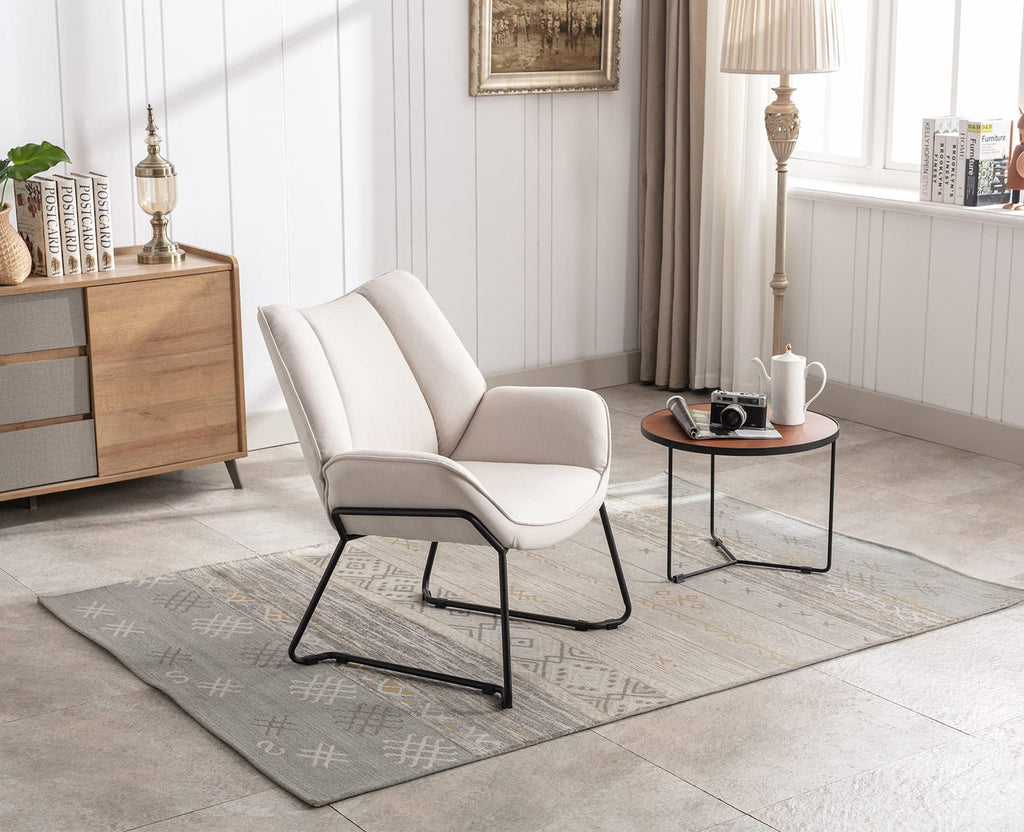 Shano Linen Accent Armchair | Quilted Upholstery | Black Sled Legs | 136kg | 6 Colours