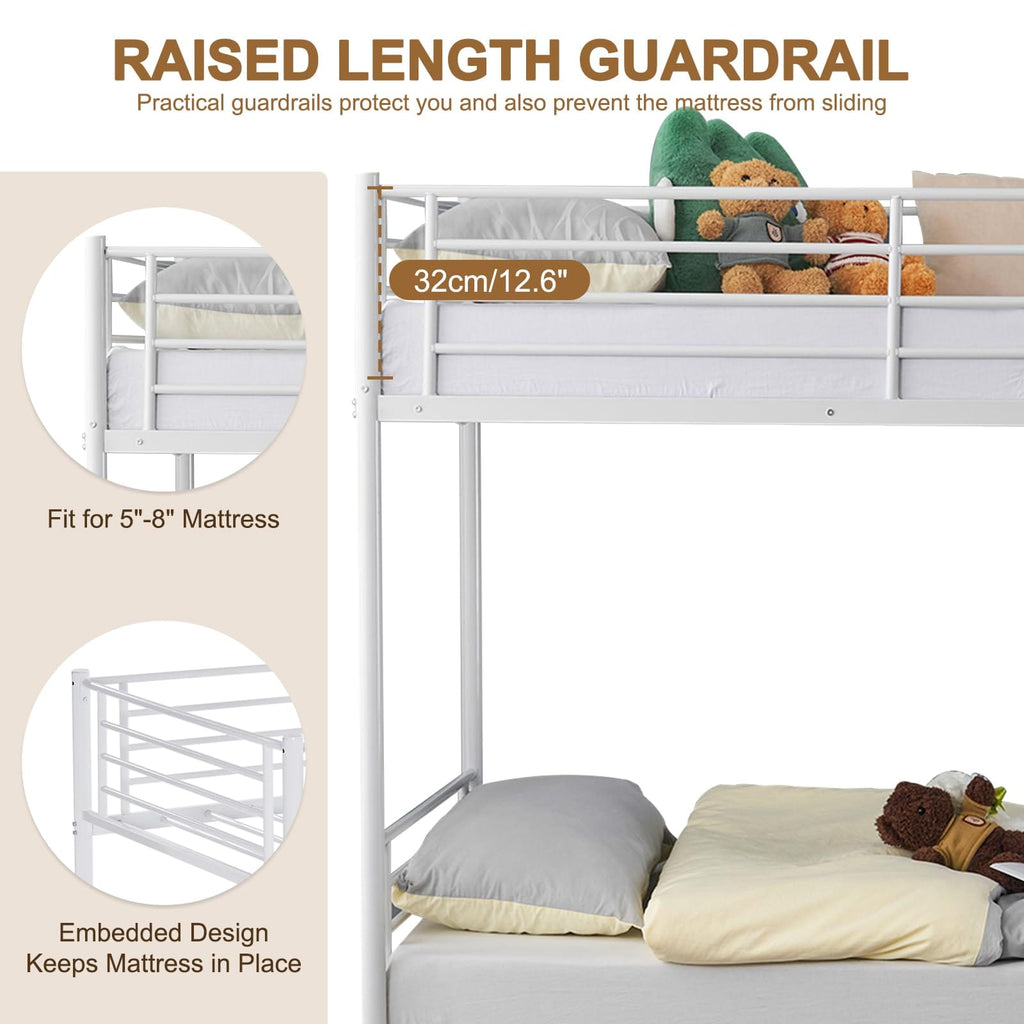 Heavy Duty Metal Bunk Bed Frame with 2 Storage Drawers