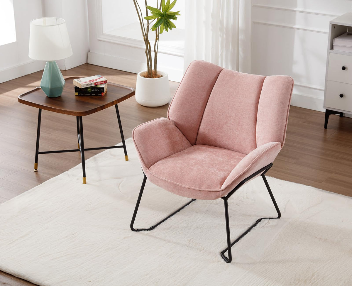 Shano Linen Accent Armchair | Quilted Upholstery | Black Sled Legs | 136kg | 6 Colours