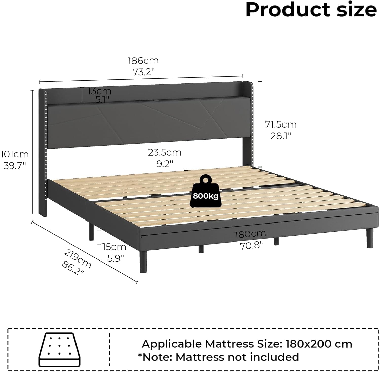 Upholstered Bed Frame with Built-In Charging Station | Linen Headboard | Storage | Single, Double & King